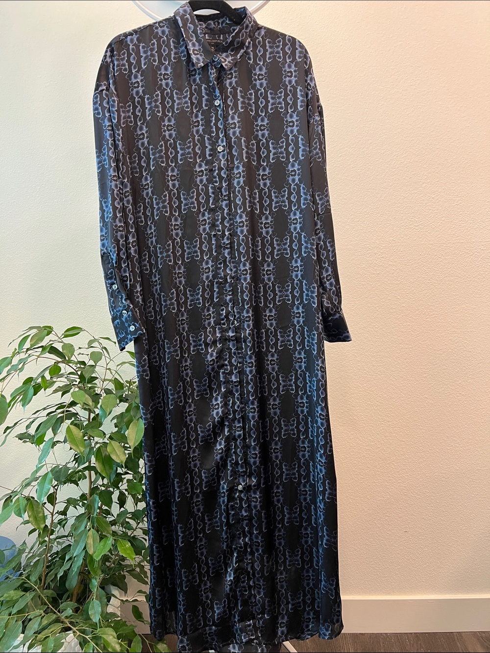 Banana Republic whimsical long sleeve maxi dress shirt XL